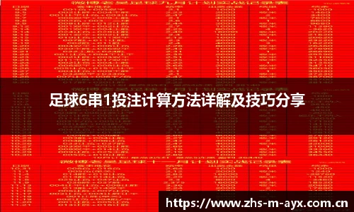 足球6串1投注计算方法详解及技巧分享